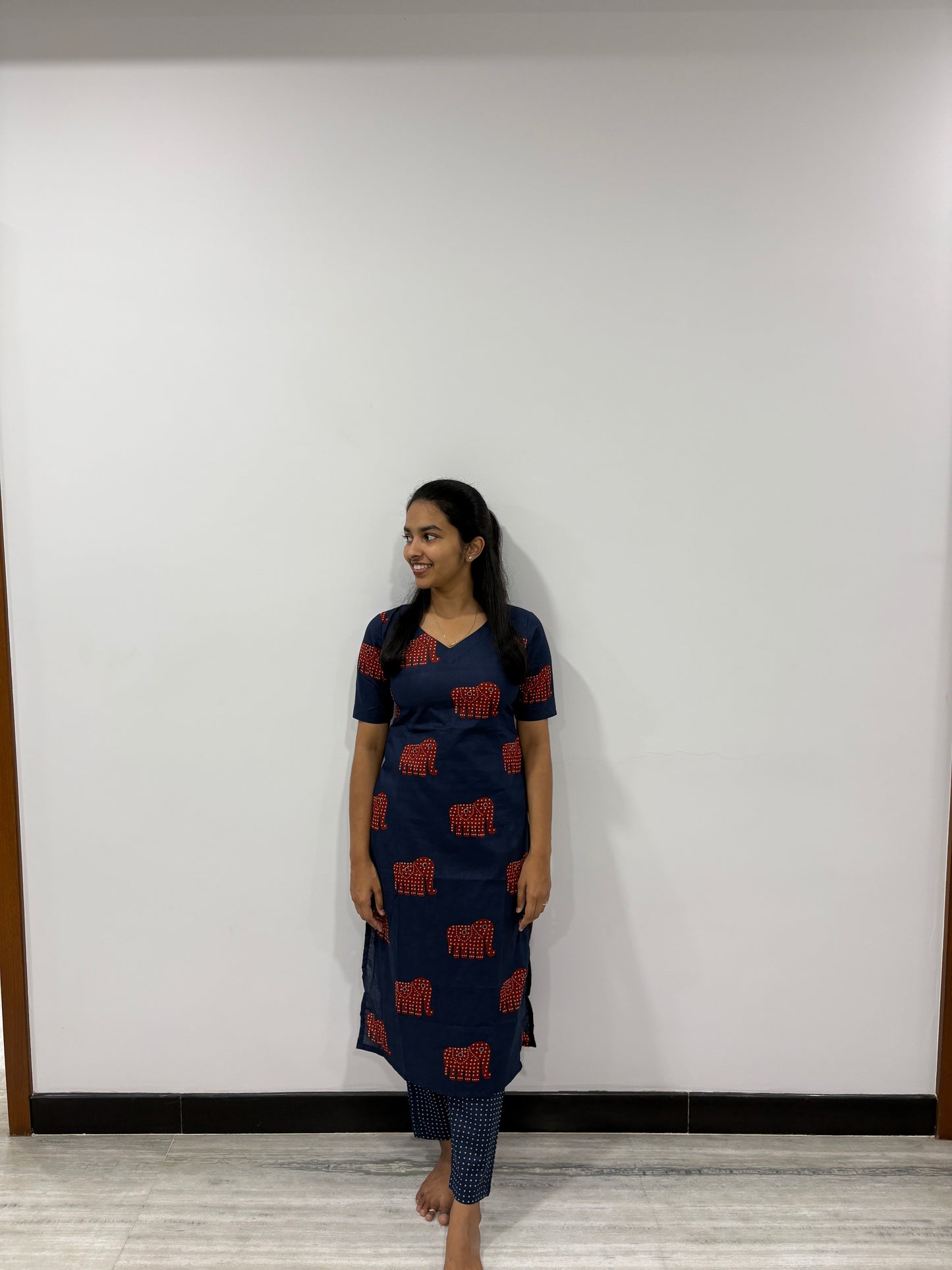 Navy blue elephant kurti set