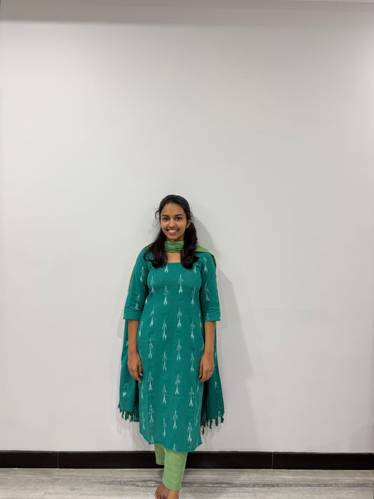 Teal green ikat 3pc set