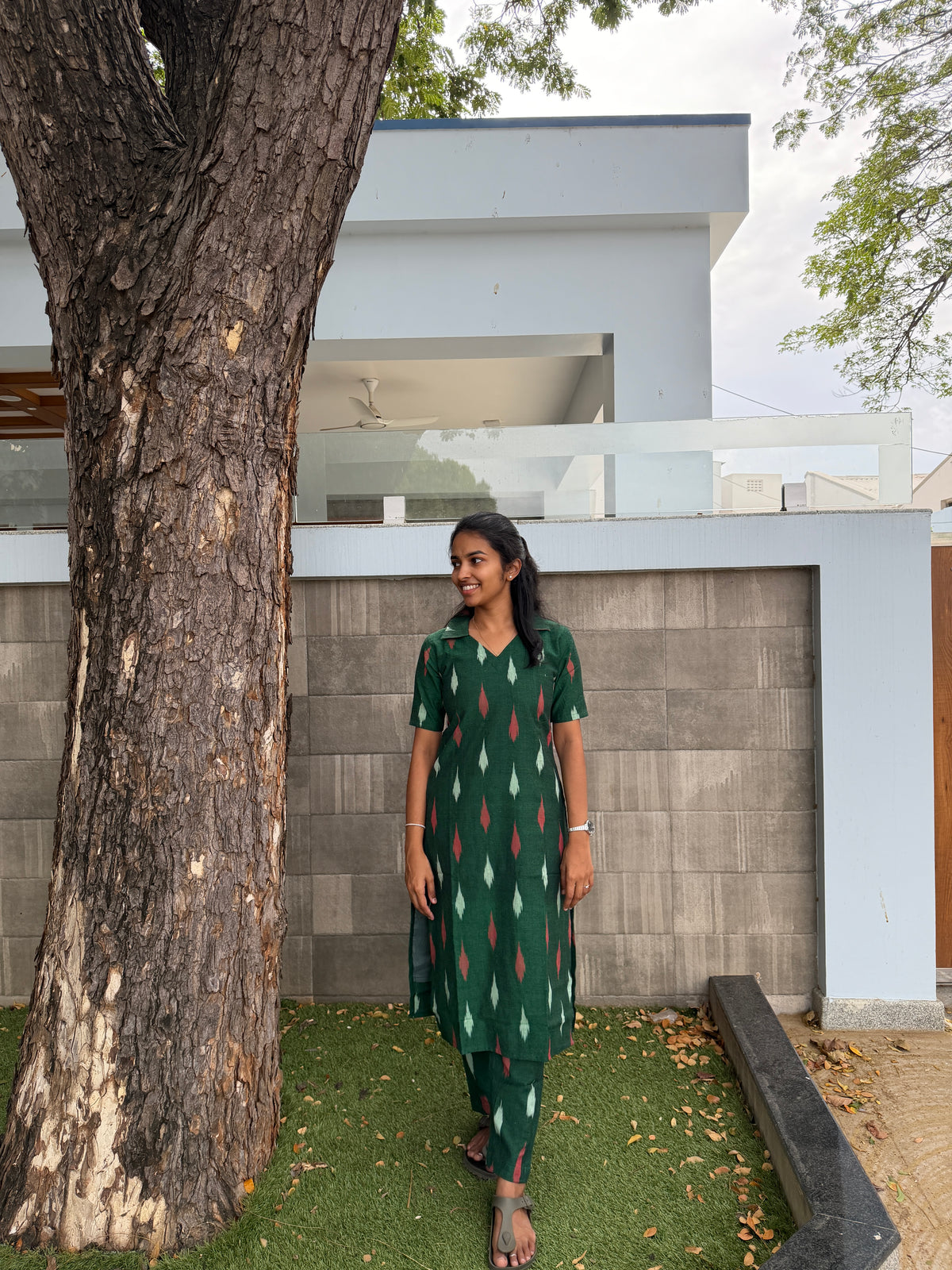 Green ikat suit set (TF111)
