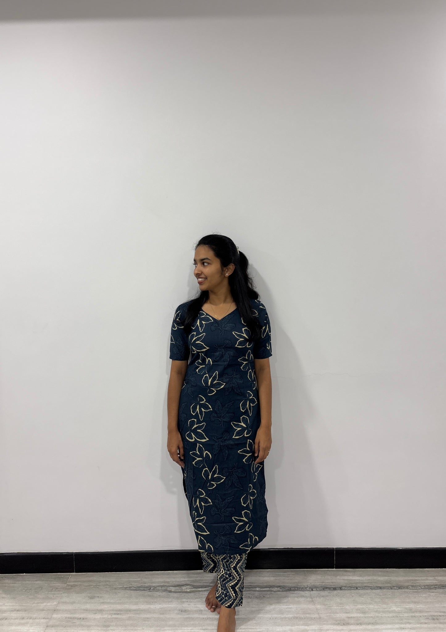 Blue leaf kurti set