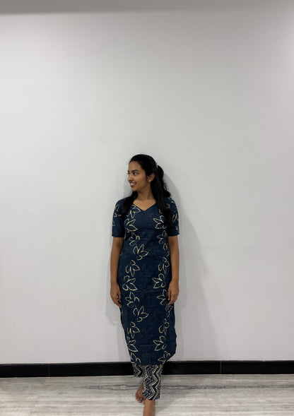 Blue leaf kurti set