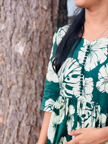 Green leaf anarkali kurti