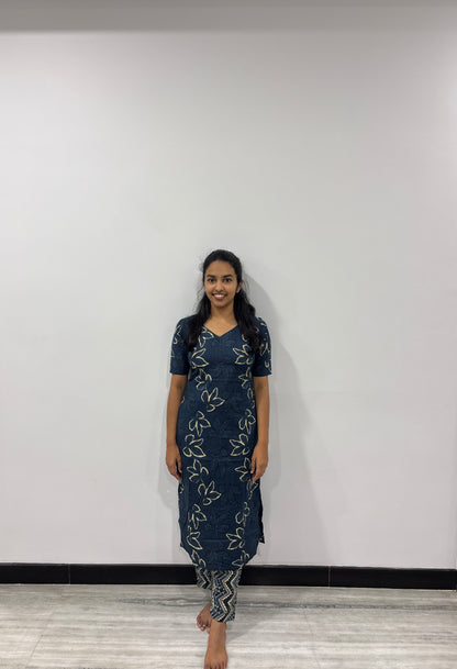Blue leaf kurti set