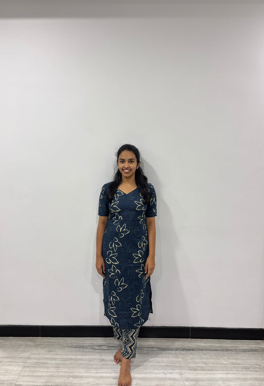 Blue leaf kurti set