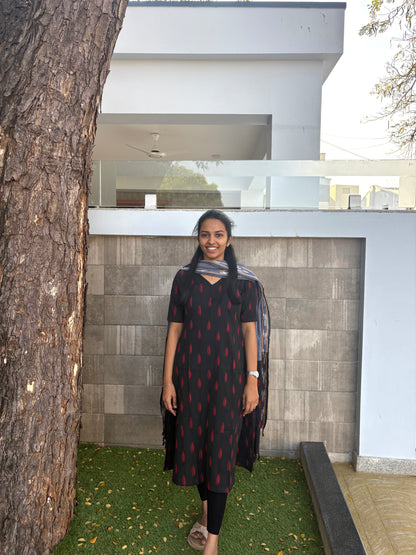 Black & grey ikat suit set
