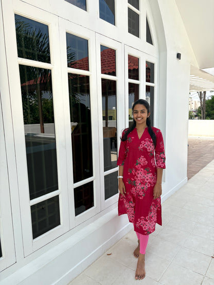 Red floral kurti