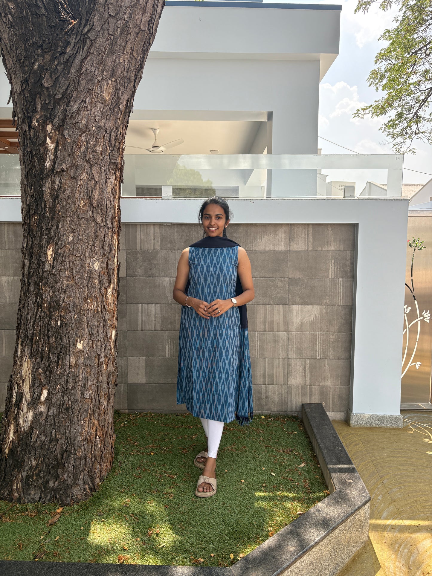 Navy blue ikat set
