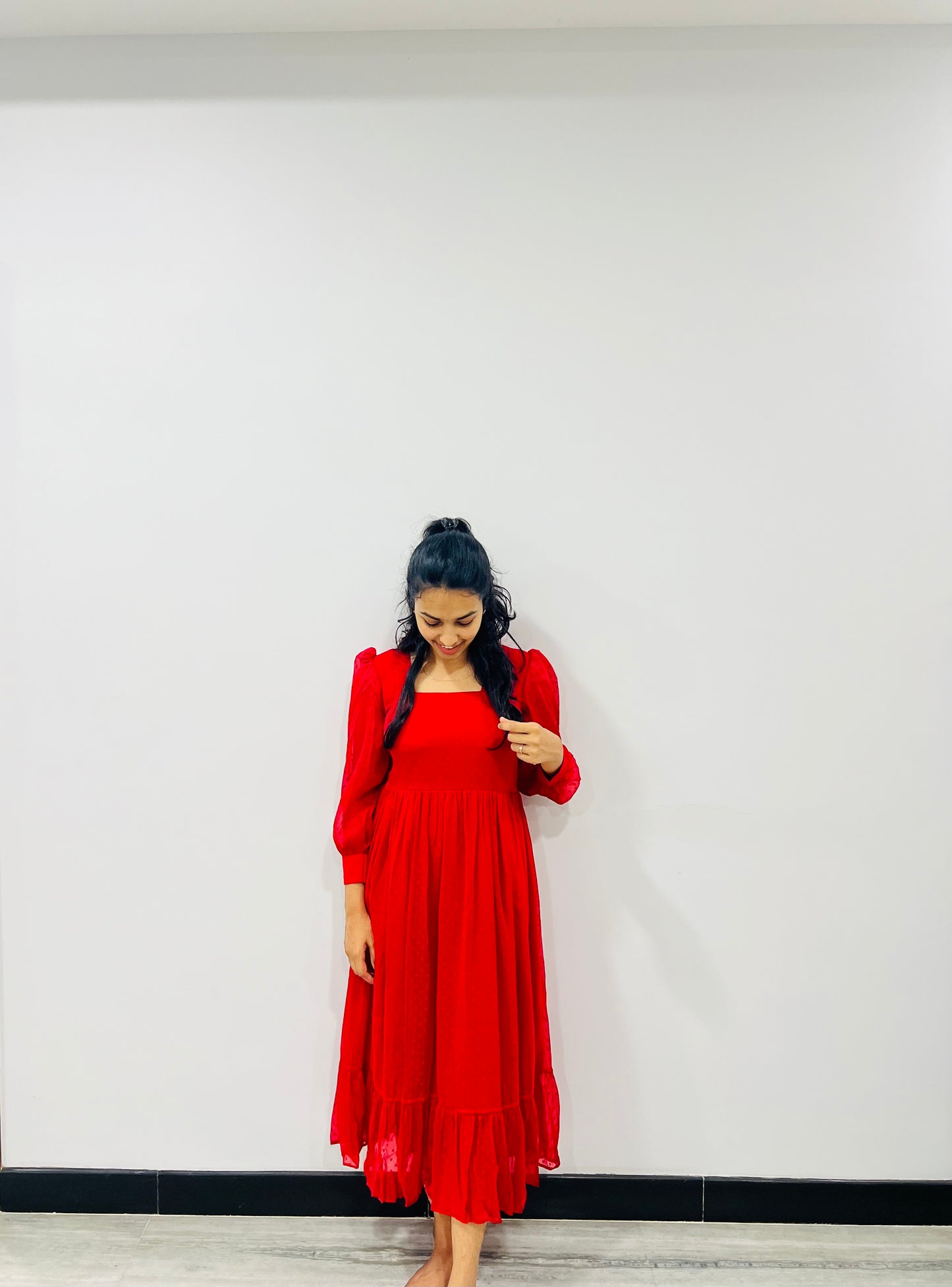 Red chiffon maxi