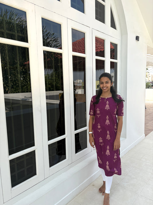 Purple motif kurti