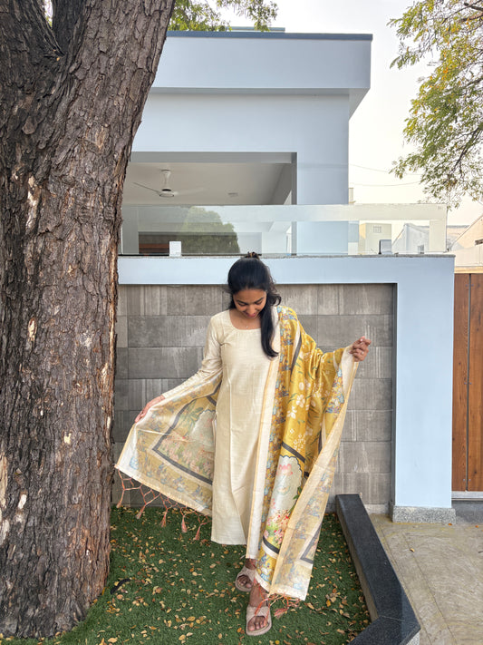 Beige top and duppata set