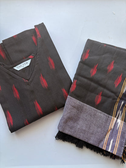 Black & grey ikat suit set