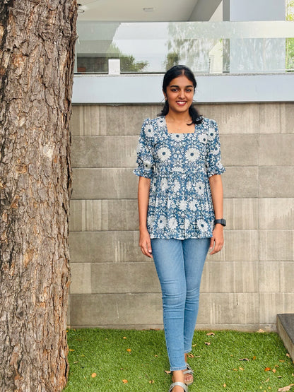 Blue peplum top