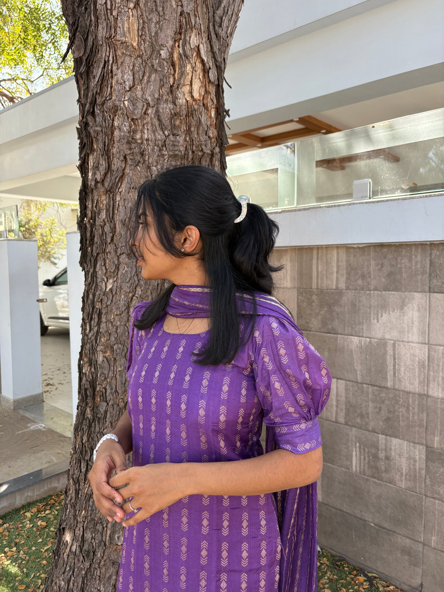 Violet Katan silk suit set