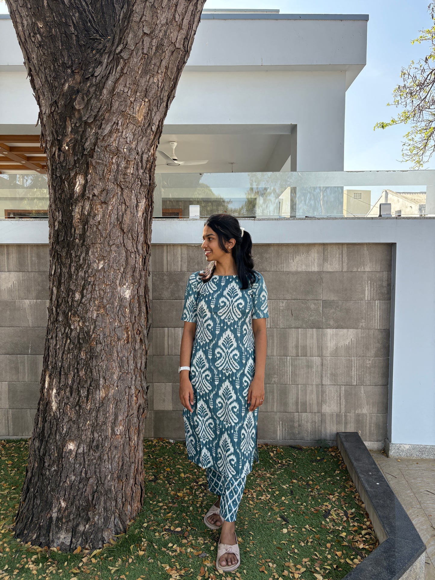 Ice blue kurti set
