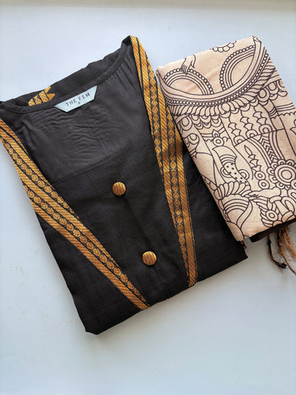 Black mangalgiri silk set