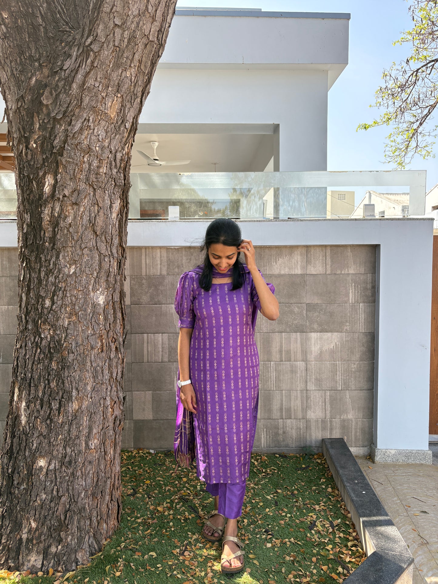 Violet Katan silk suit set