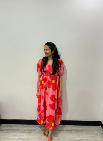 Pink floral georgette maxi