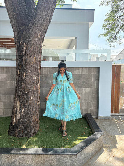 Sky blue collared maxi