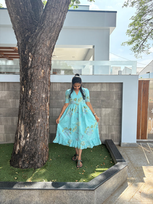 Sky blue collared maxi