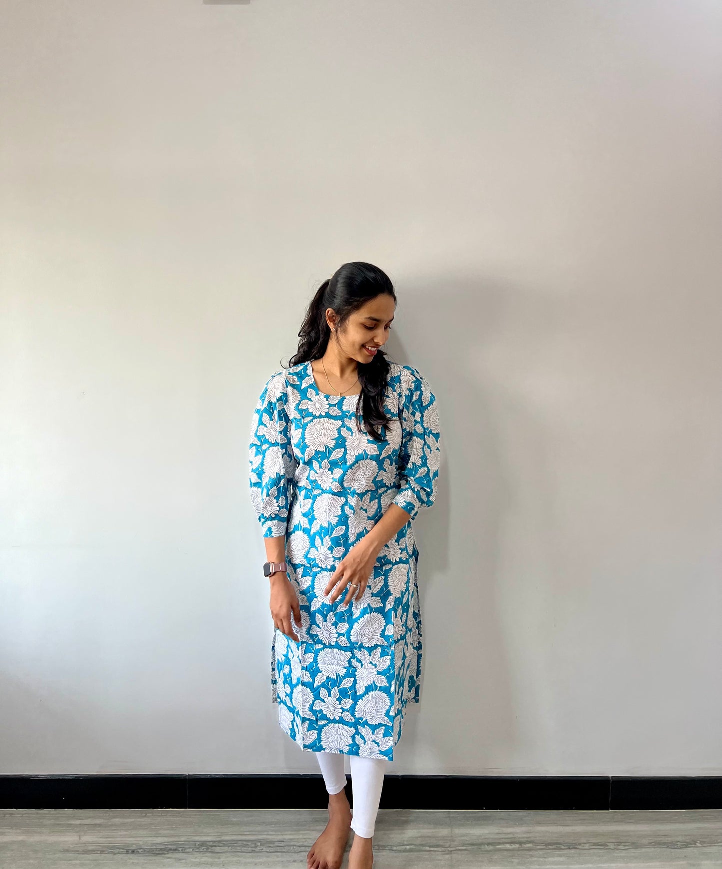 Sky blue cotton kurti