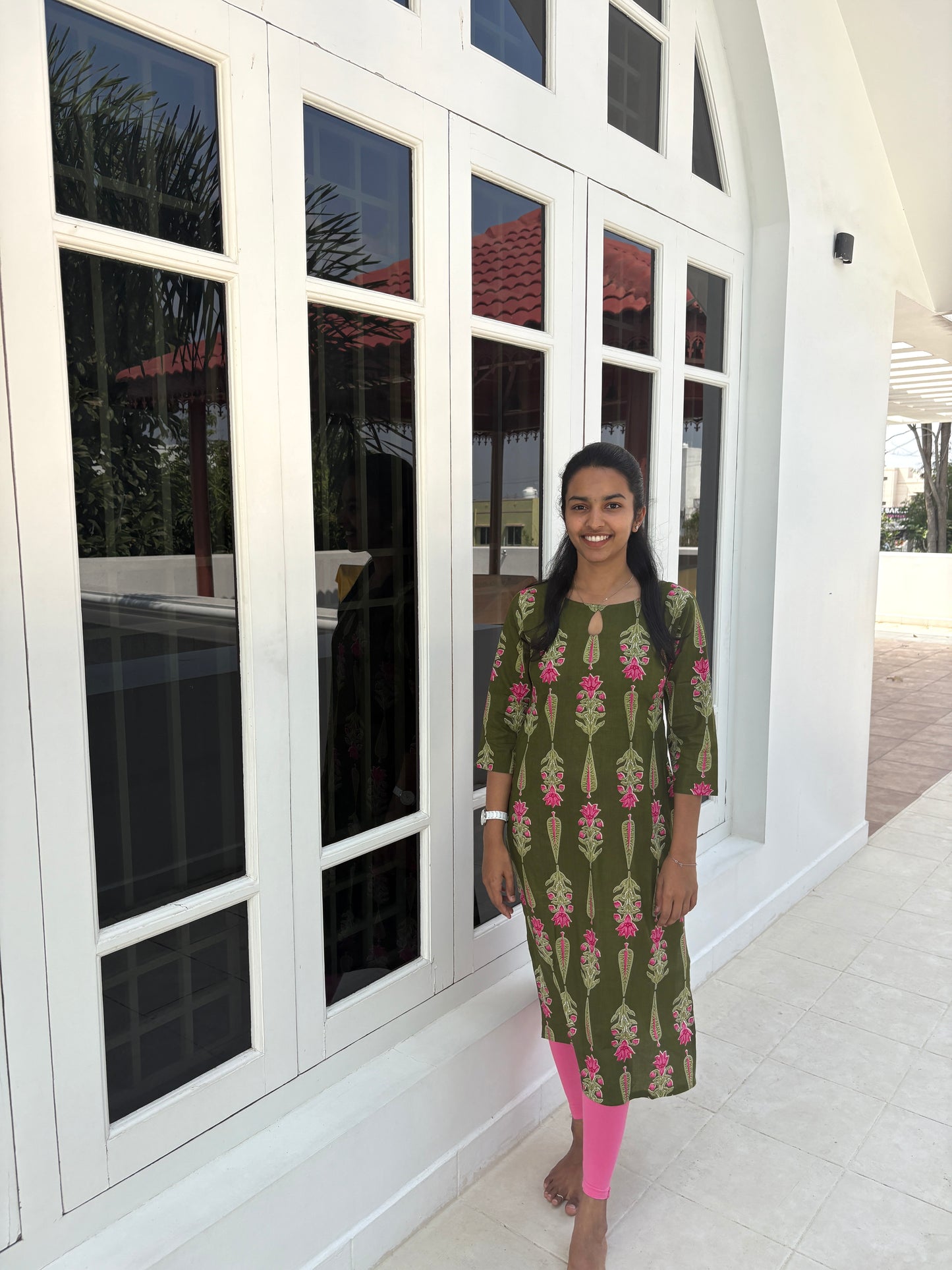 Green floral kurti