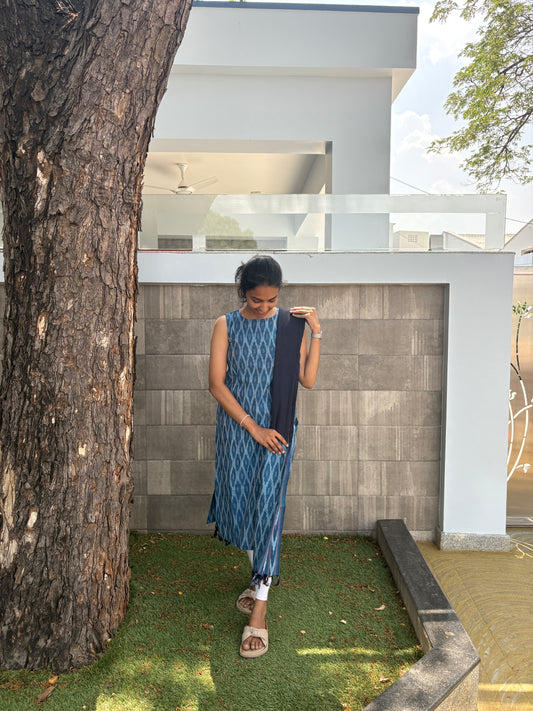 Navy blue ikat set