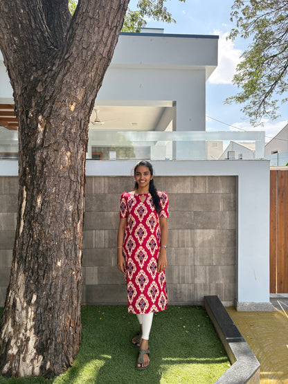 Pink ikat kurti (TF193)