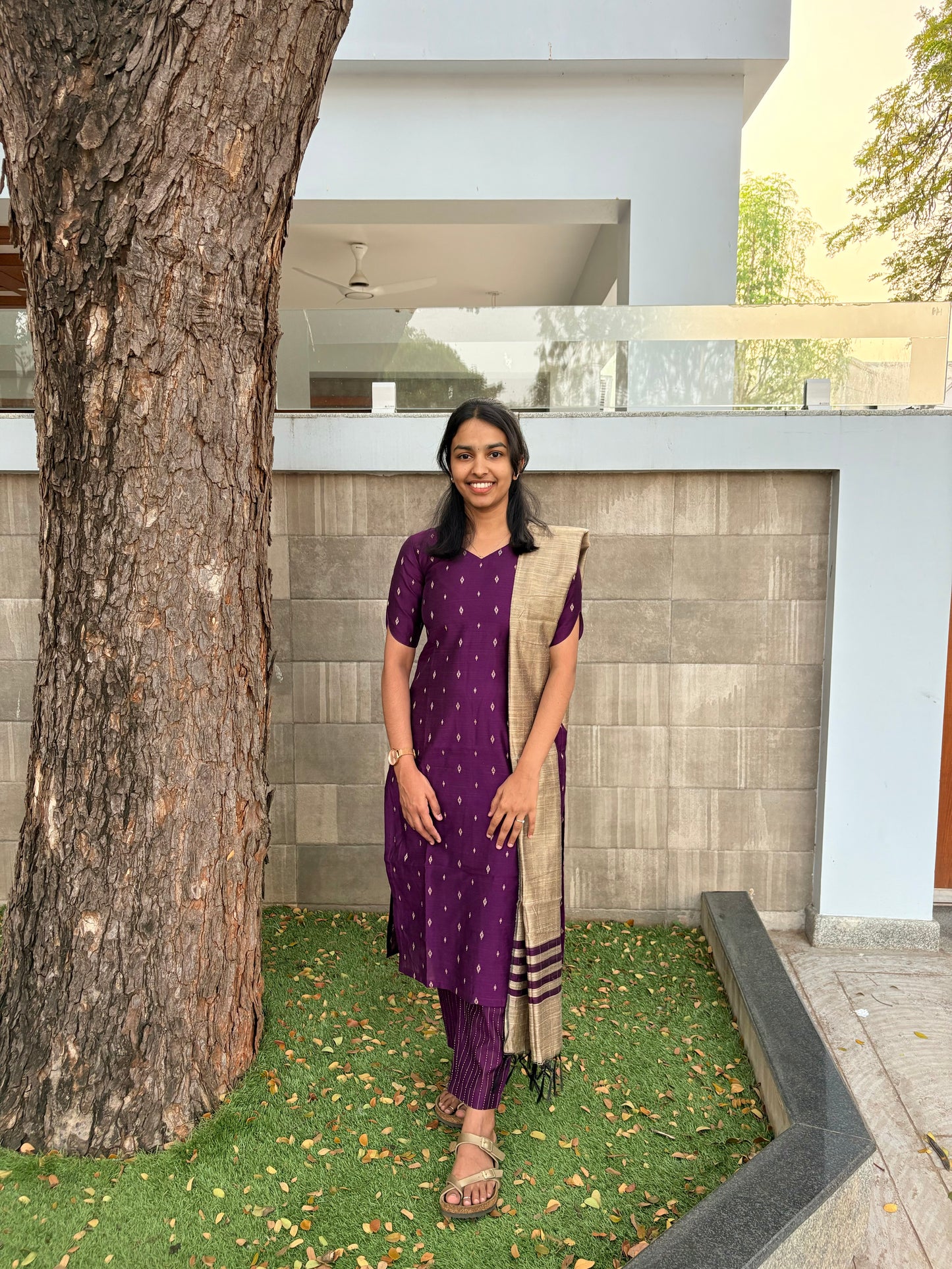 Violet handloom suit set
