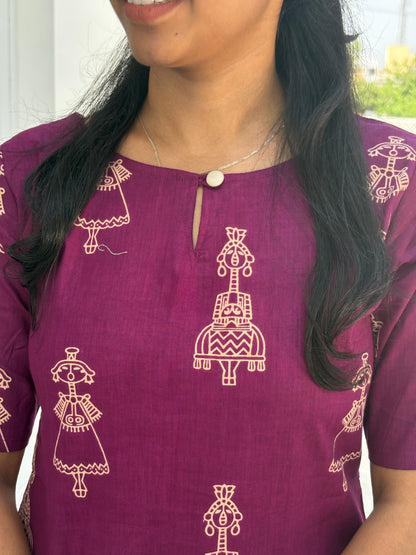 Purple motif kurti