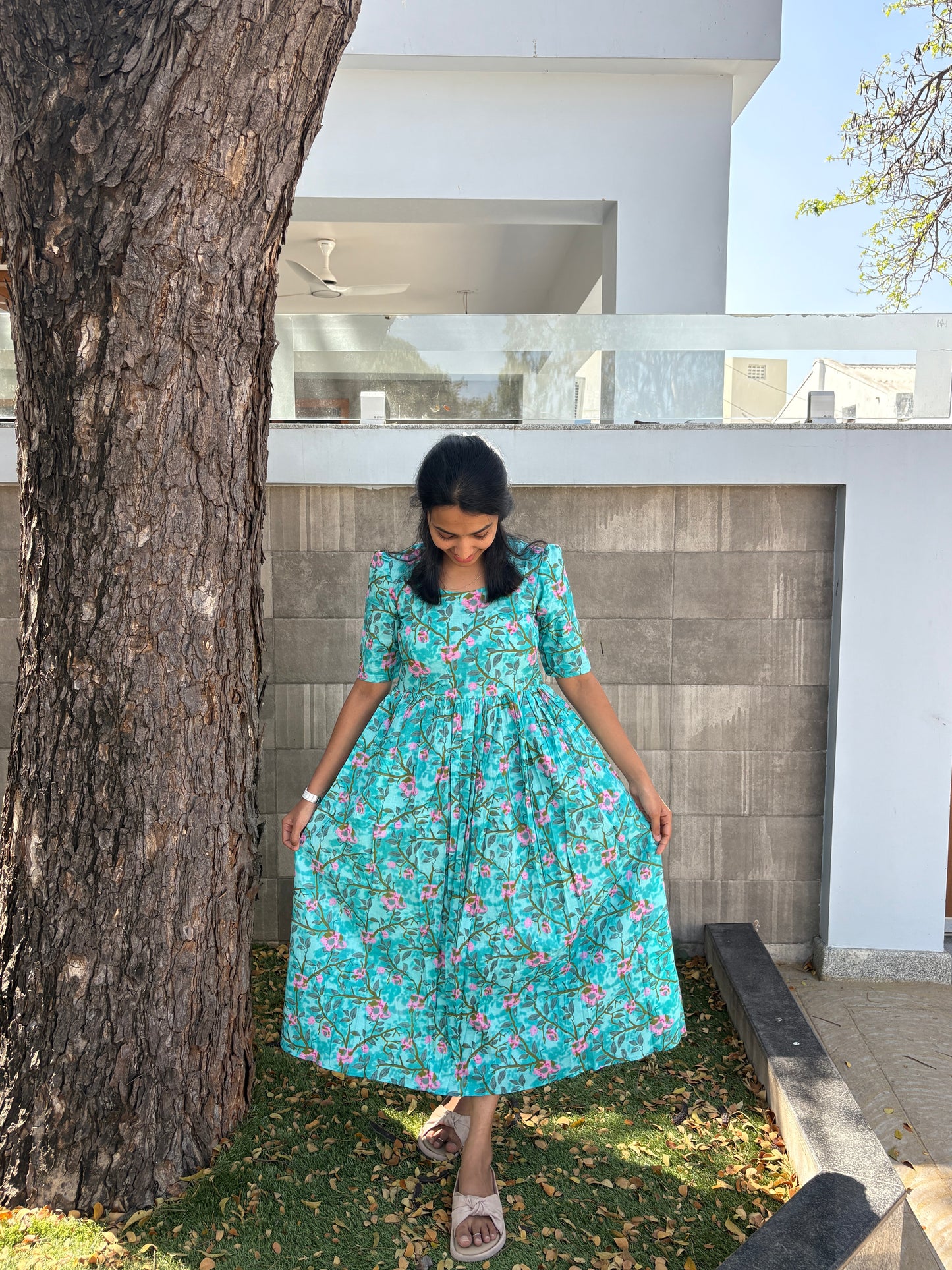 Sky blue floral maxi