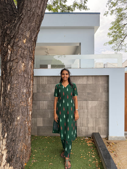 Green ikat suit set (TF111)