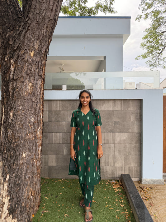 Green ikat suit set (TF111)