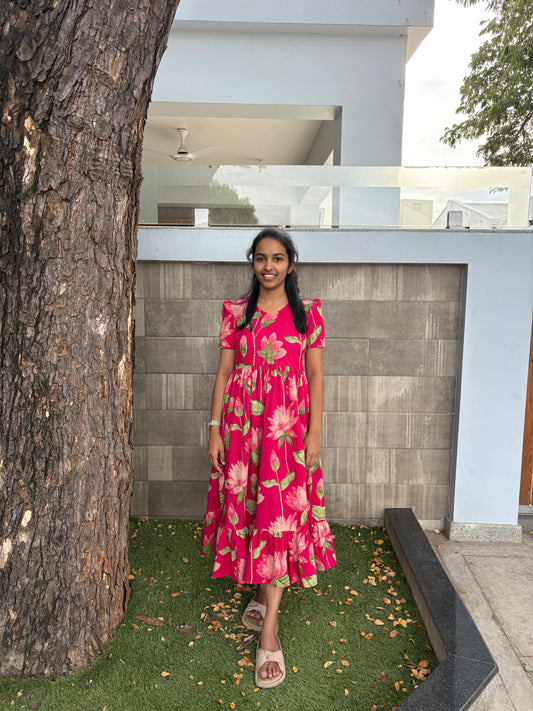 Pink cotton floral maxi