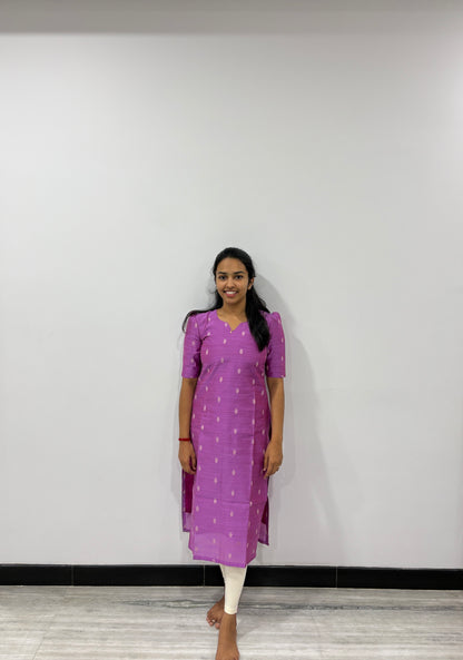 Purple slub silk kurti