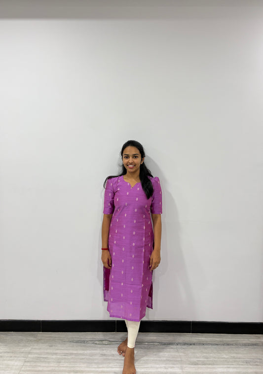 Purple slub silk kurti