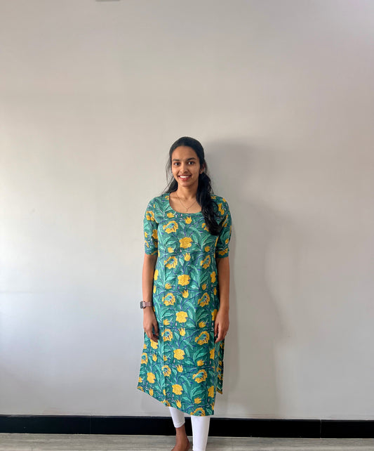 Green colour pure cotton kurti