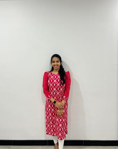 Dark pink ikkat kurti