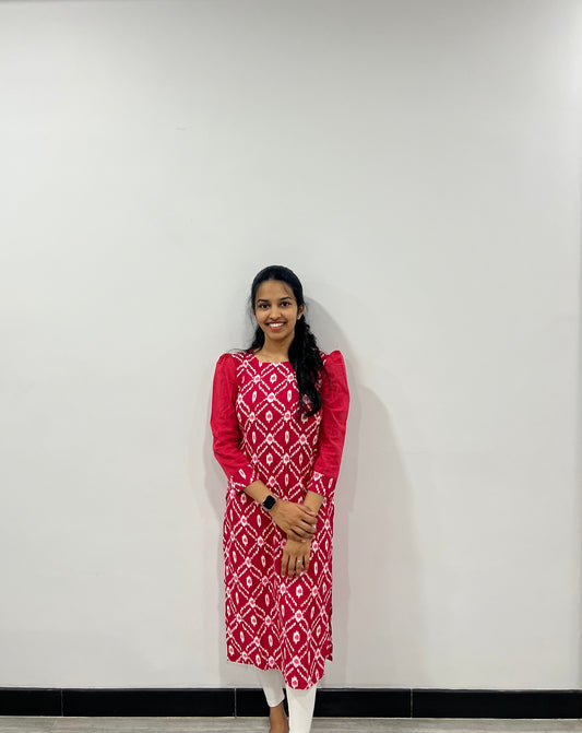 Dark pink ikkat kurti