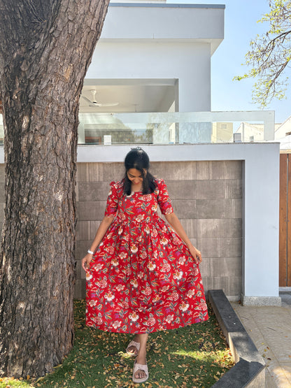 Red floral maxi