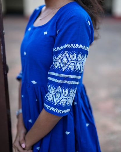 Royal blue jamdani maxi