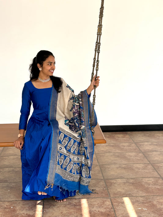 Royal blue Anarkali suit set