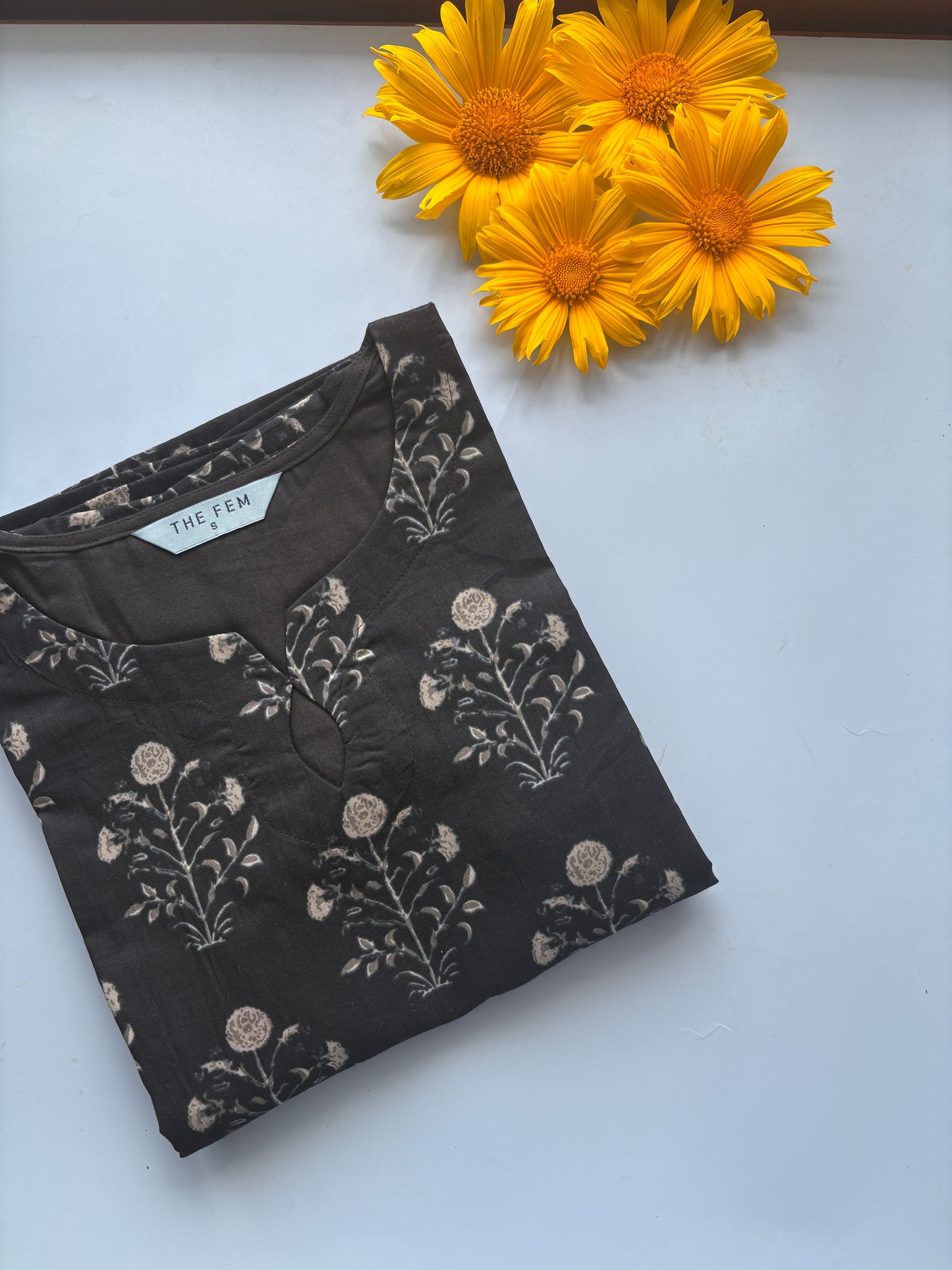 Black flower kurti