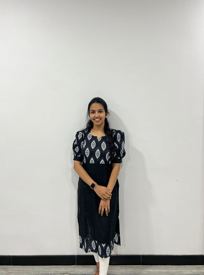 Black ikkat kurti