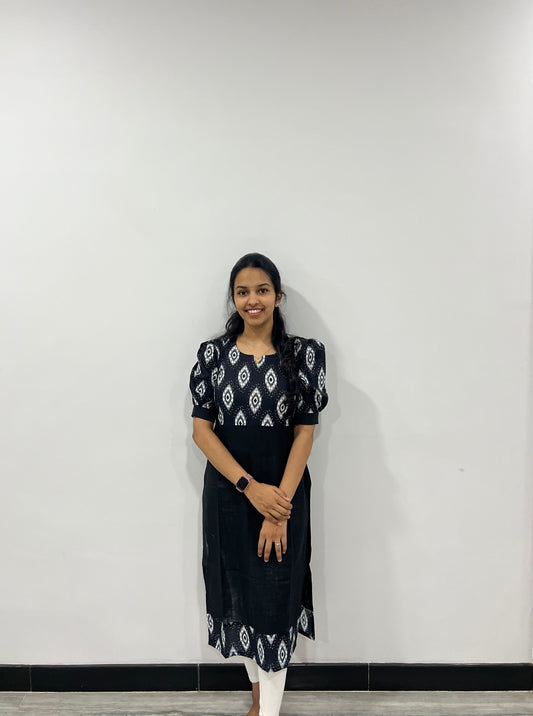 Black ikkat kurti