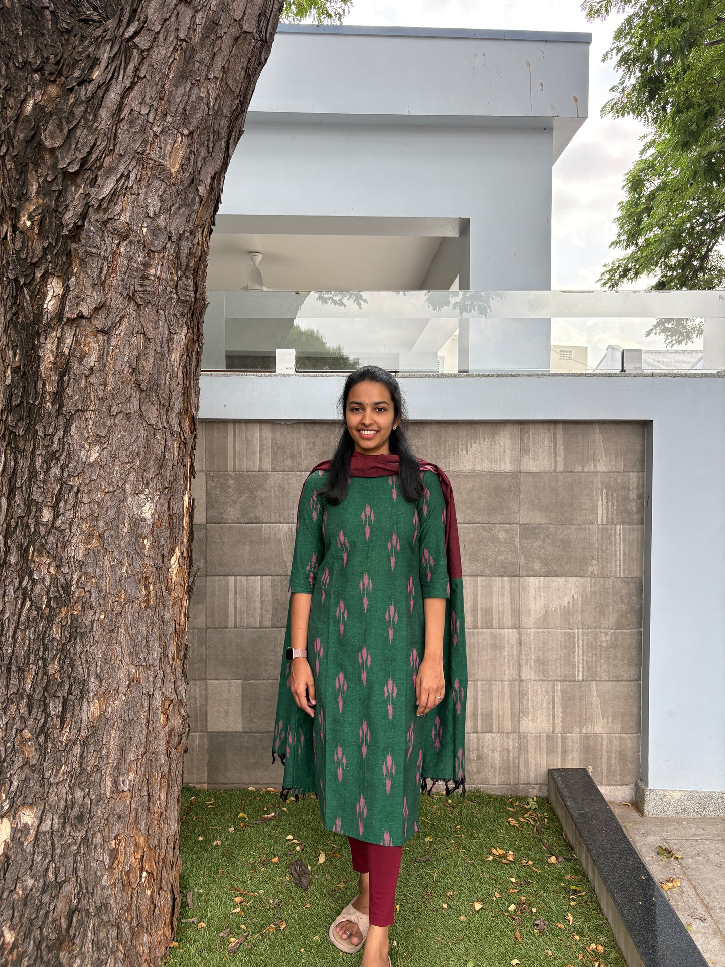 Dark green ikat suit set