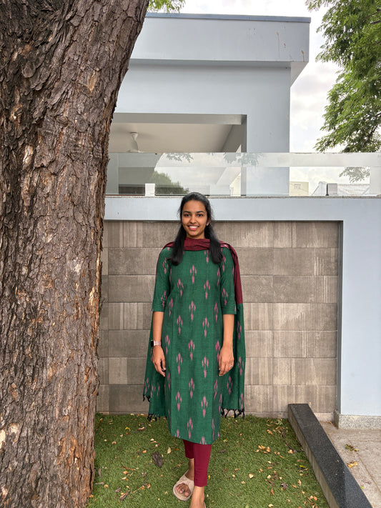 Dark green ikat suit set