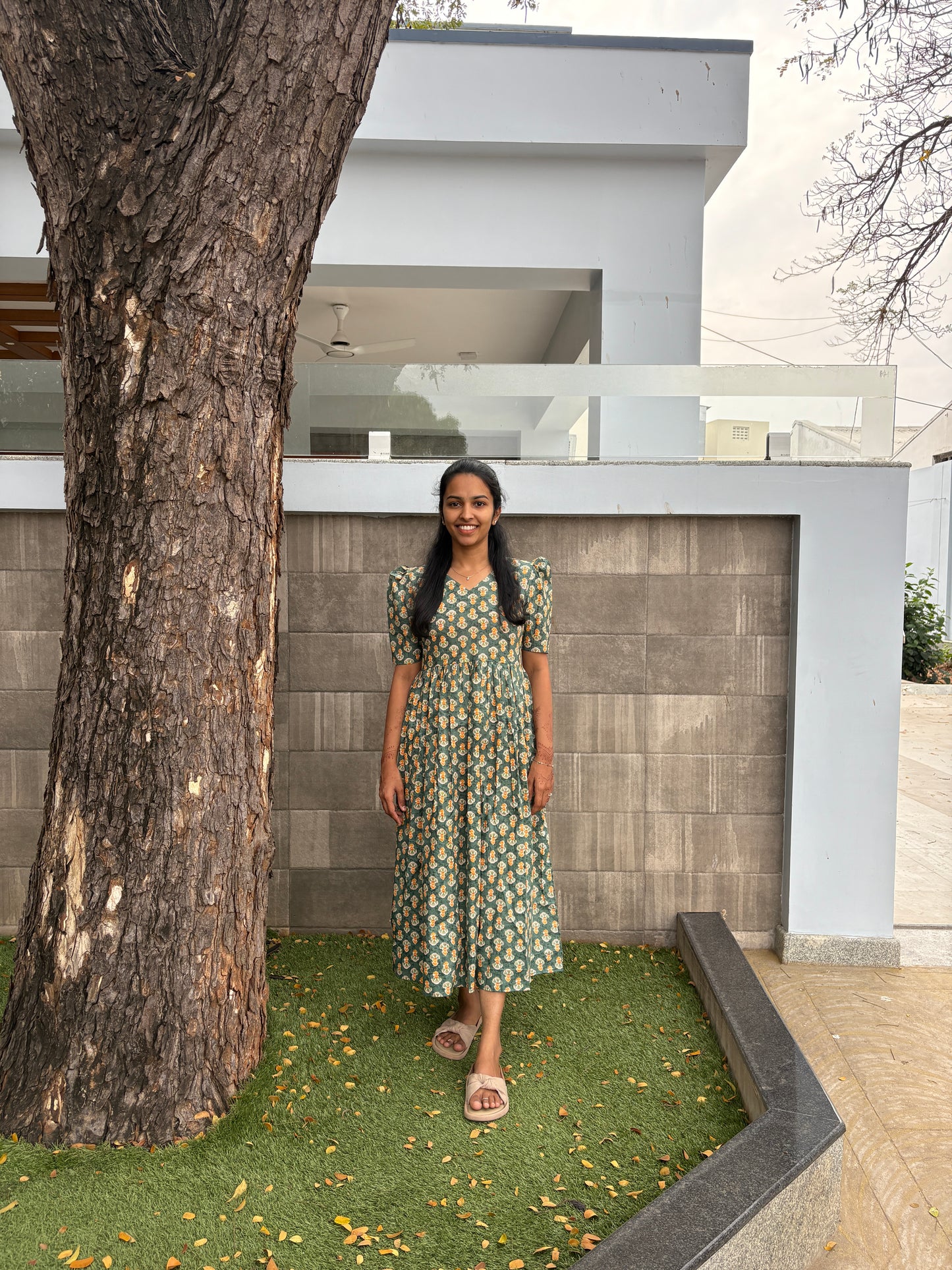 Sea green floral maxi