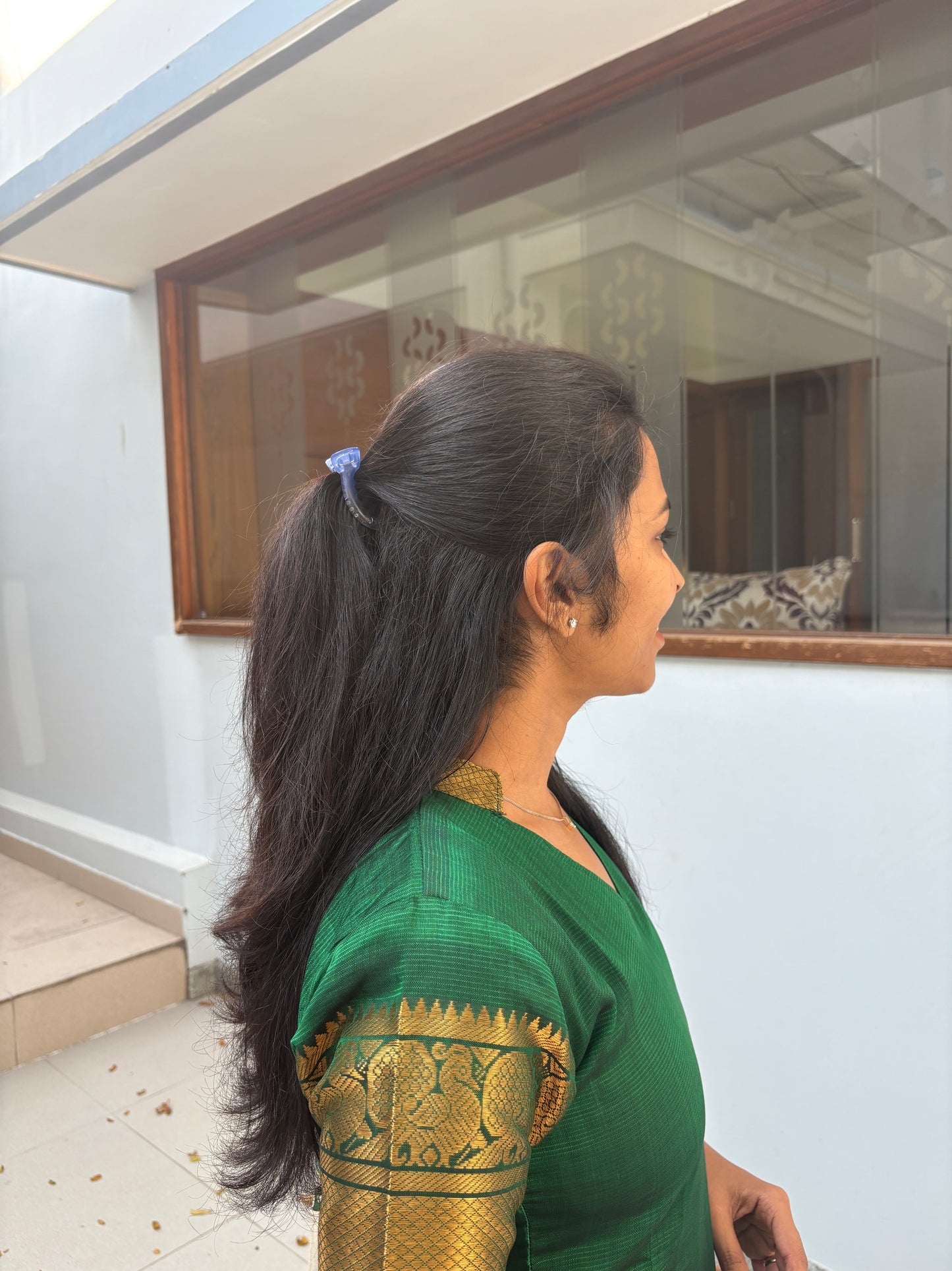 Bottle green mangalgiri silk set