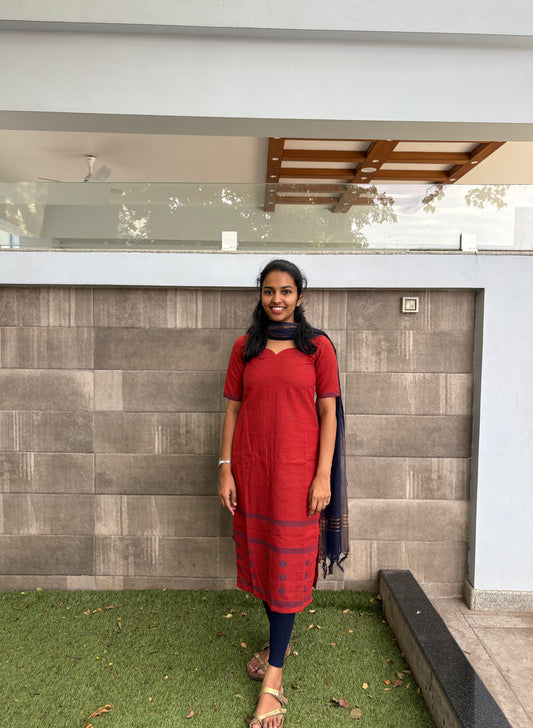 Rust orange and navy blue suit set