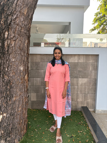 Peach kurti set